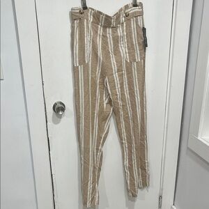 Derek Heart Tan and White Striped Pants Size Large